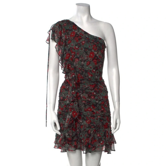 Veronica Beard One-Shoulder Floral Silk Mini Dress - Picture 8 of 12